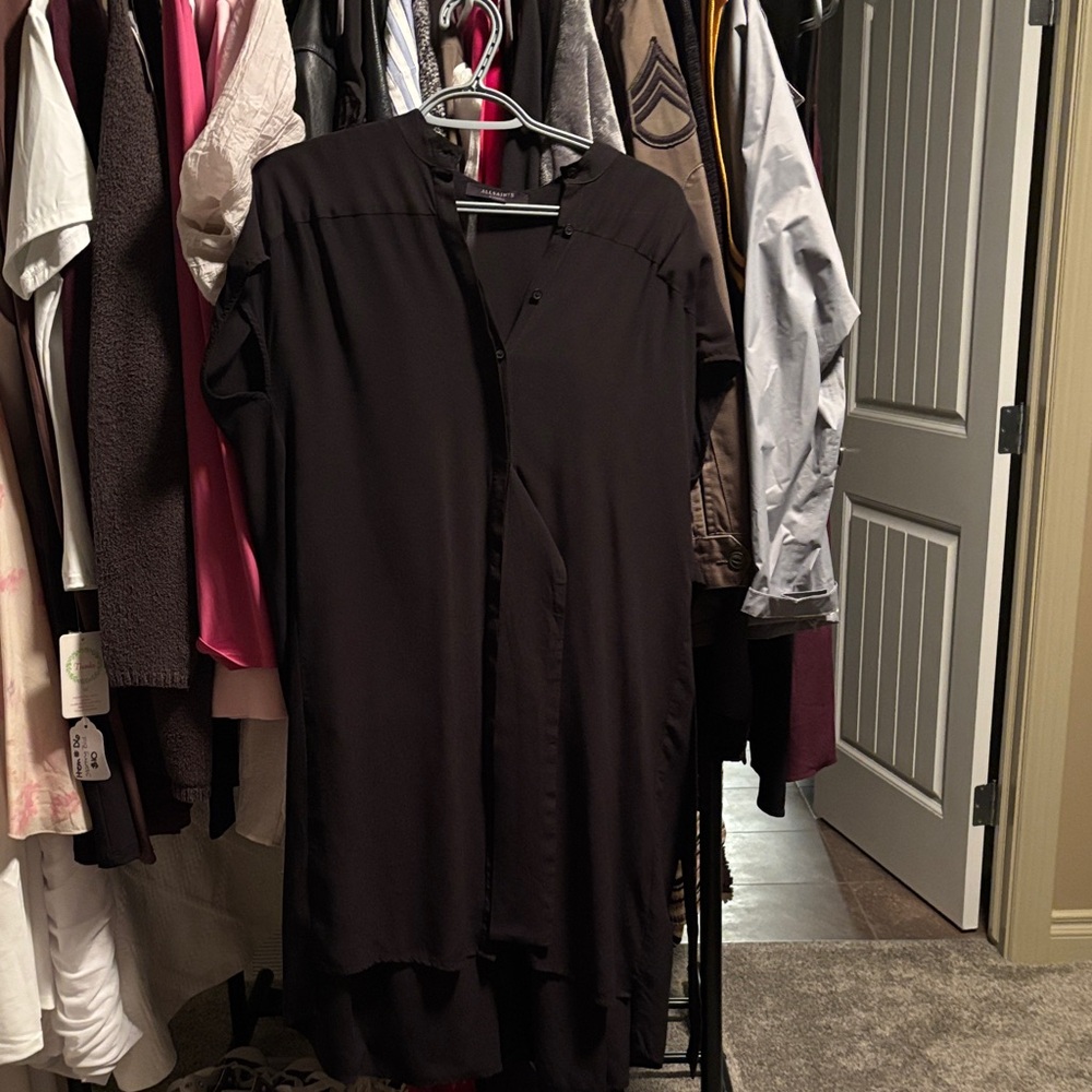 M9    All Saints Charcoal Button-Up Blouse dress